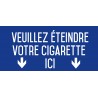 Autocollant vinyl - Veuillez éteindre votre cigarette ici bleu - L.200 x H.100 mm